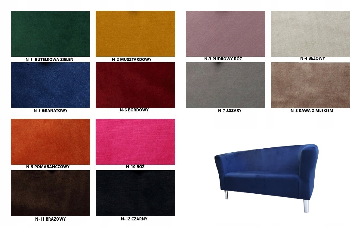 Kanapa Sofa Sante tkanina plusz 12 kolorow Powierzchnia spania szerokosc cm nie dotyczy